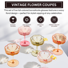 Flower Coupe Cocktail Glasses | Set of 4 | Bright Colors