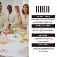 Flower Coupe Cocktail Glasses | Set of 4 | Bright Colors