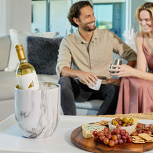 Stainless Steel Ice Bucket with Lid and Scoop, Marble