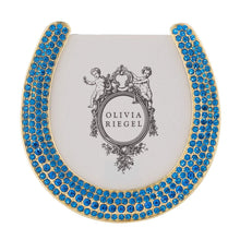 Gold Horseshoe Frame with Capri Blue Stones