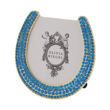 Gold Horseshoe Frame with Capri Blue Stones