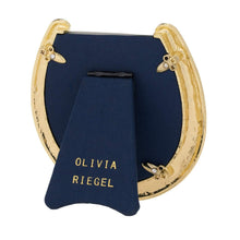 Gold Horseshoe Frame with Capri Blue Stones