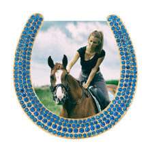 Gold Horseshoe Frame with Capri Blue Stones