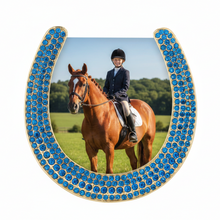 Gold Horseshoe Frame with Capri Blue Stones