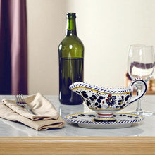 ORVIETO BLUE ROOSTER: Gravy Sauce Boat with Tray