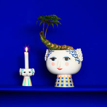 Bjørn Wiinblad Eva Flower Pot on Base, Blue, H: 8.3"