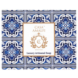 Casa Amalfi Blue Maiolica Gift Box: 3 Soaps + Ceramic Soap Dish