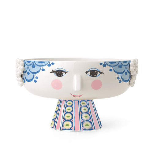 Bjørn Wiinblad Eva Bowl on Stand, Blue, Ø: 9.4