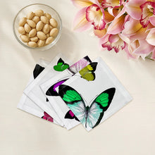 Butterflies Cotton Sateen Cocktail Napkins - Acid Green