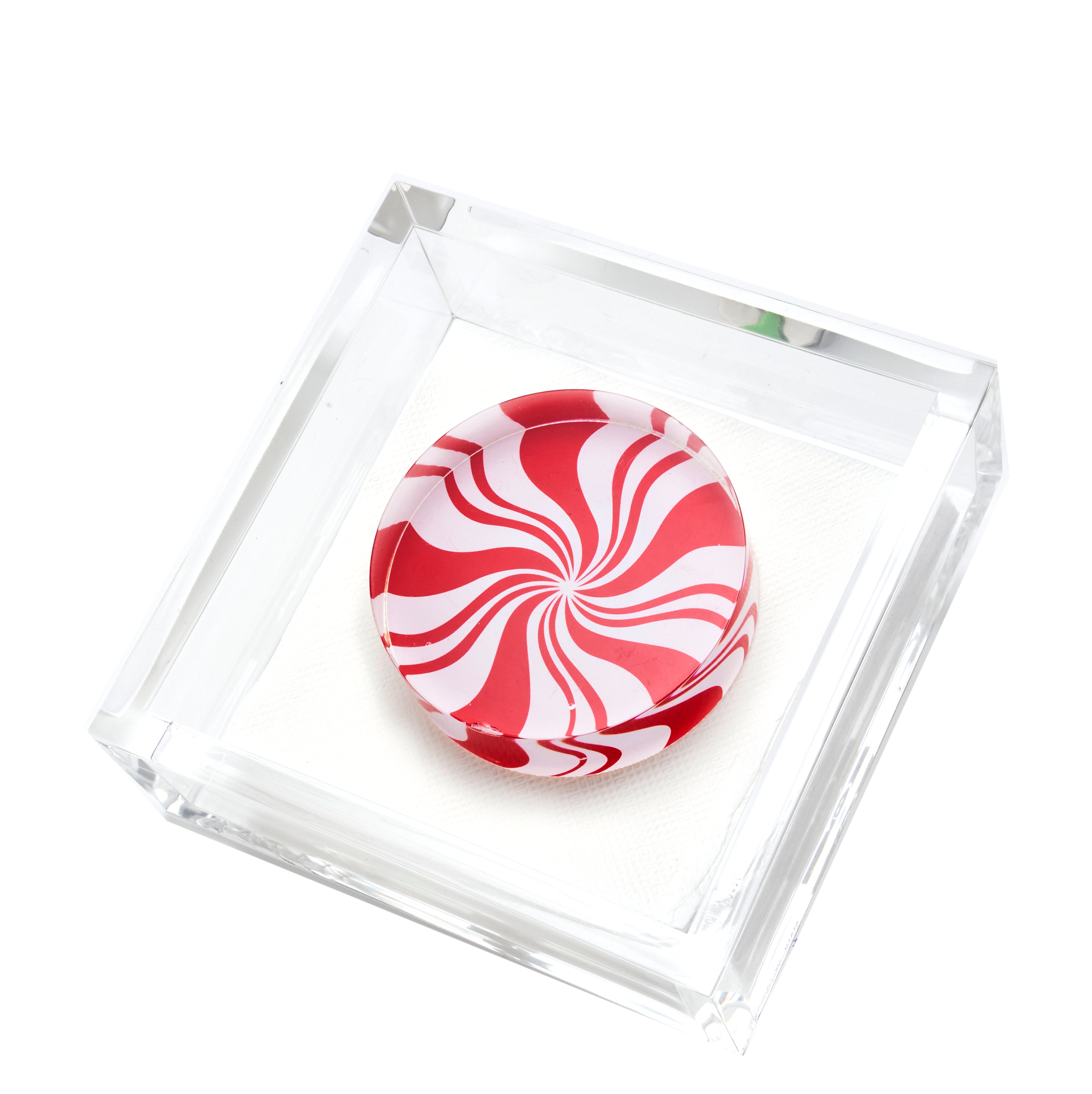 Cocktail Napkin Holder PEPPERMINT CANDY 6" x 6"