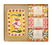 Casa Amalfi Lemon Maiolica Gift Box: 3 Soaps + Ceramic Soap Dish