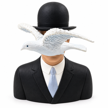 Man in Bowler Hat with Dove by René Magritte Statue