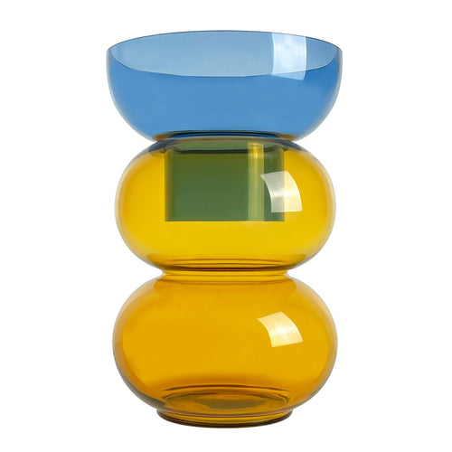 Bubble Vase  -XL - Blue and Yellow - 16 x 10 x 10 in - Flip Vase - Reversible