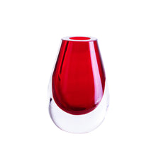 Drop Red Vase  - 6 x 4 x 3 in - Thick Glass - Mount Blown - Eco-Friendly