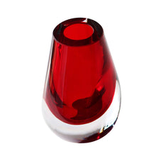 Drop Red Vase  - 6 x 4 x 3 in - Thick Glass - Mount Blown - Eco-Friendly