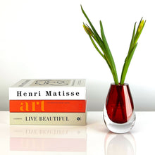 Drop Red Vase  - 6 x 4 x 3 in - Thick Glass - Mount Blown - Eco-Friendly