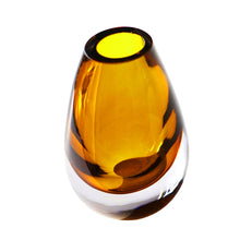 Drop Amber Yellow Vase - 6 x 4 x 3 in - Hand-Blown Thick Glass - Eco-Friendly Elegance