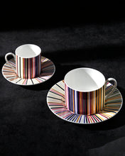 Coffee Cup & Saucer STRIPES Set of 2 in Luxury Box Jenkins 156 diam. 2.3", H 2.5", Cap. 4 oz, Saucer diam. 4.75"