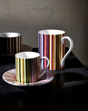 Coffee Cup & Saucer STRIPES Set of 2 in Luxury Box Jenkins 156 diam. 2.3", H 2.5", Cap. 4 oz, Saucer diam. 4.75"