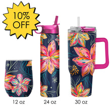 EttaVee "Bold Flowers" Insulated Drinkware Set of 3, 1 per size