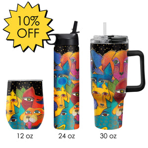 Laurel Burch "Dogs, Dogs, Dogs" Insulated Drinkware Set of 3, 1 per size