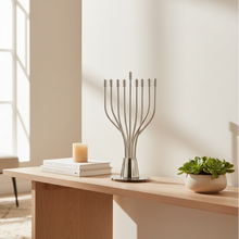 A huge Chanukah menorah with a spectacular design made of nickel and gold plating - The Holy Spirit Series