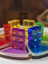 60 Pcs Crystal Clear High Transparency Lucite Cubes Set with Wooden Tray – Rainbow or Pastel Colors