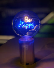 Bulb BE HAPPY Amber/ Blue with Base Table Lamp PORTABLE Black