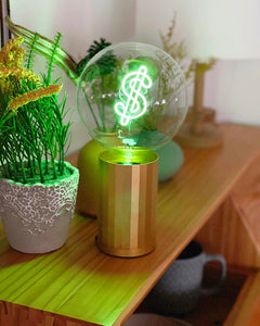 MITB Bulb DOLLAR Green with Base Table Lamp PORTABLE
