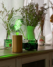 Bulb DOLLAR Green with Base Table Lamp PORTABLE Black
