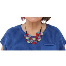 Red Geometric Design Statement Necklace