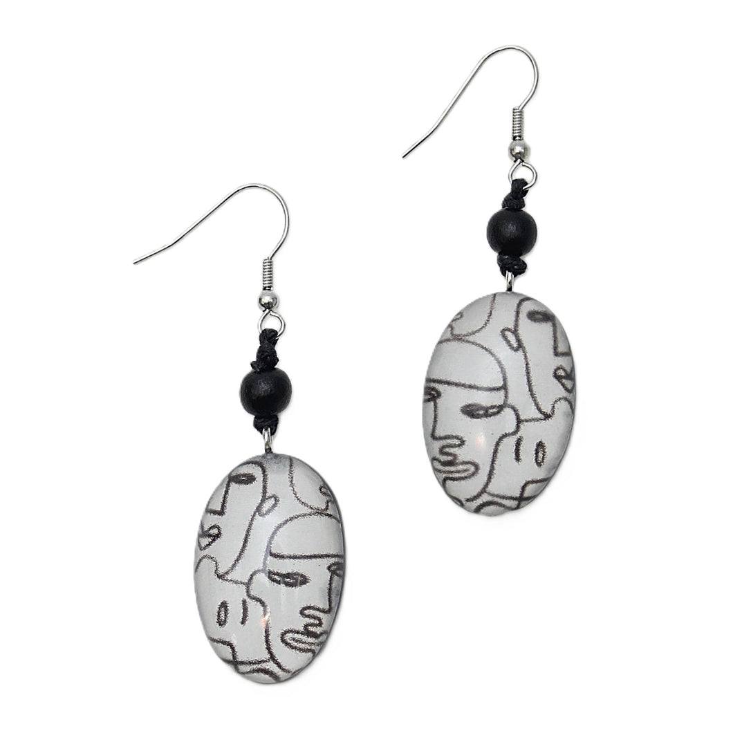 Black and White Faces Earrings