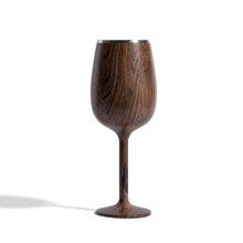 Stainless Steel Stemmed Wine Glass, Dark Walnut