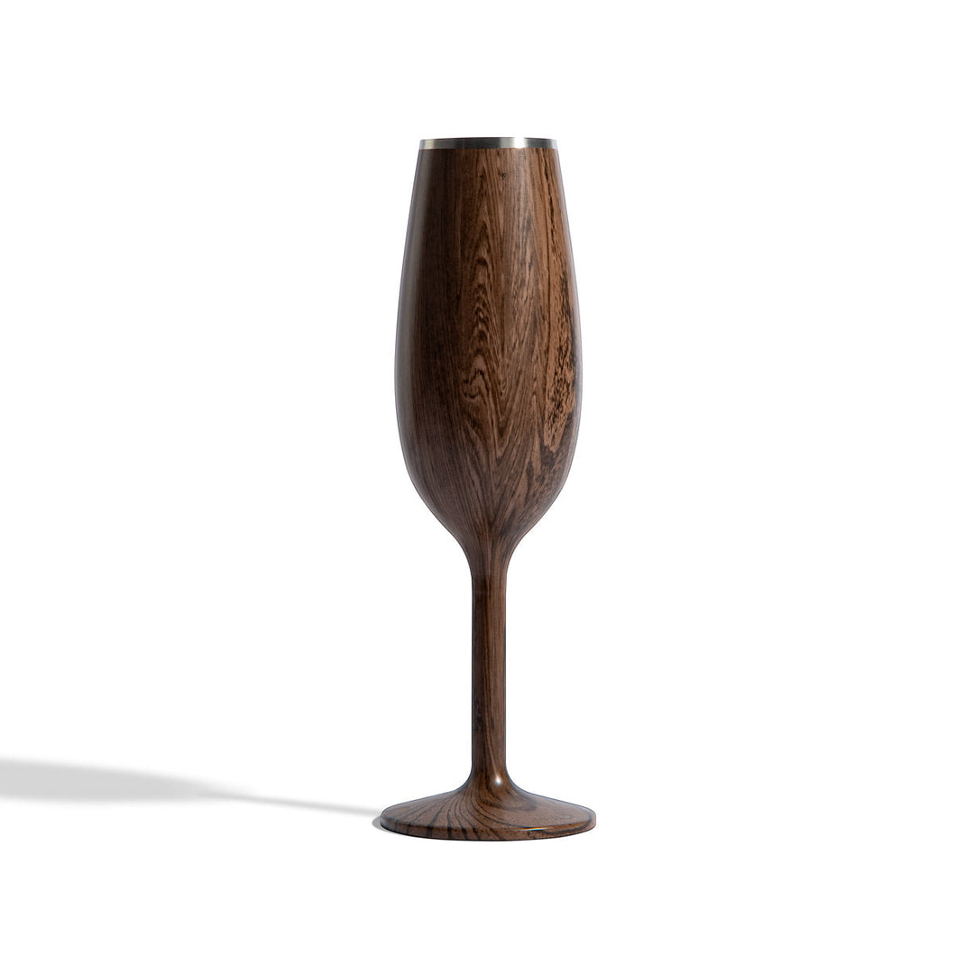 Stainless Steel Champagne Flute , Dark Walnut
