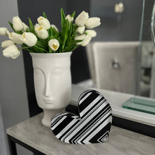 Black & White Stripes Acrylic Heart Block