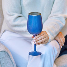 Stainless Steel Stemmed Wine Glass, Blue