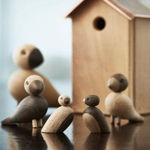 Kay Bojesen Pair Of Sparrows, Small, Oak/Smoked Oak