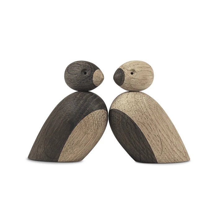 Kay Bojesen Pair Of Sparrows, Small, Oak/Smoked Oak