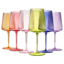 Rhea Ribbed Stemmed Wine Glassware, Set of 6