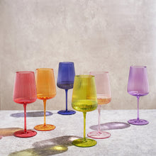 Rhea Ribbed Stemmed Wine Glassware, Set of 6