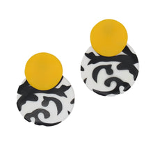 Yellow, Black and White Lola Statement Earrings