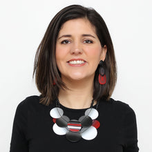 Red and Black Circle Bead Bib Necklace