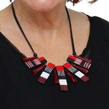 Black and Red Cascade Charm Necklace
