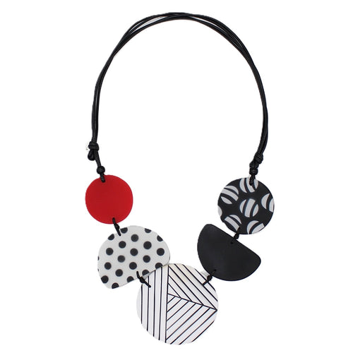 Black White and Red Palma Necklace