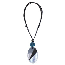 Contemporary Black White and Teal Solene Pendant