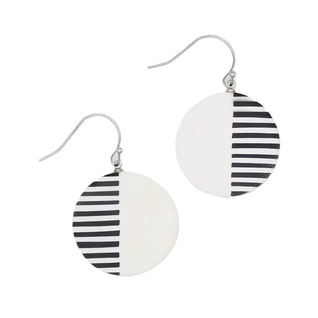White Harlowe Striped Earrings