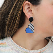 Blue Stripe Frosted Heartstrings Earring