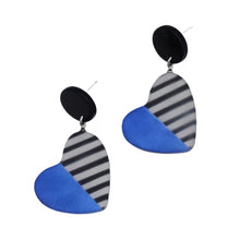 Blue Stripe Frosted Heartstrings Earring
