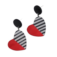 Red Stripe Frosted Heartstrings Earring