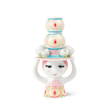Bjørn Wiinblad Lady with Hat Candle Holder, Pink/Yellow, H: 6.3"